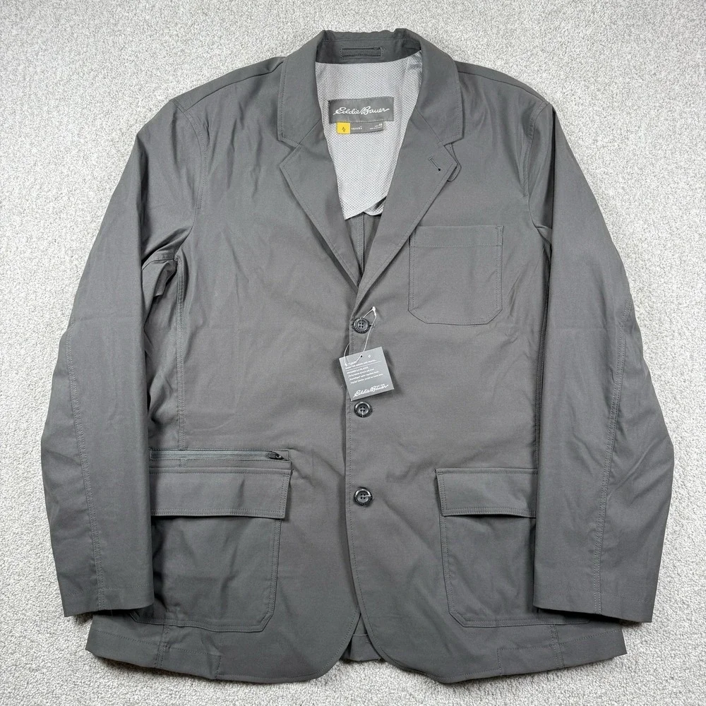 New Mens Eddie Bauer Travex Voyager 2.0 Blazer‎ Size 46 Gray Jacket